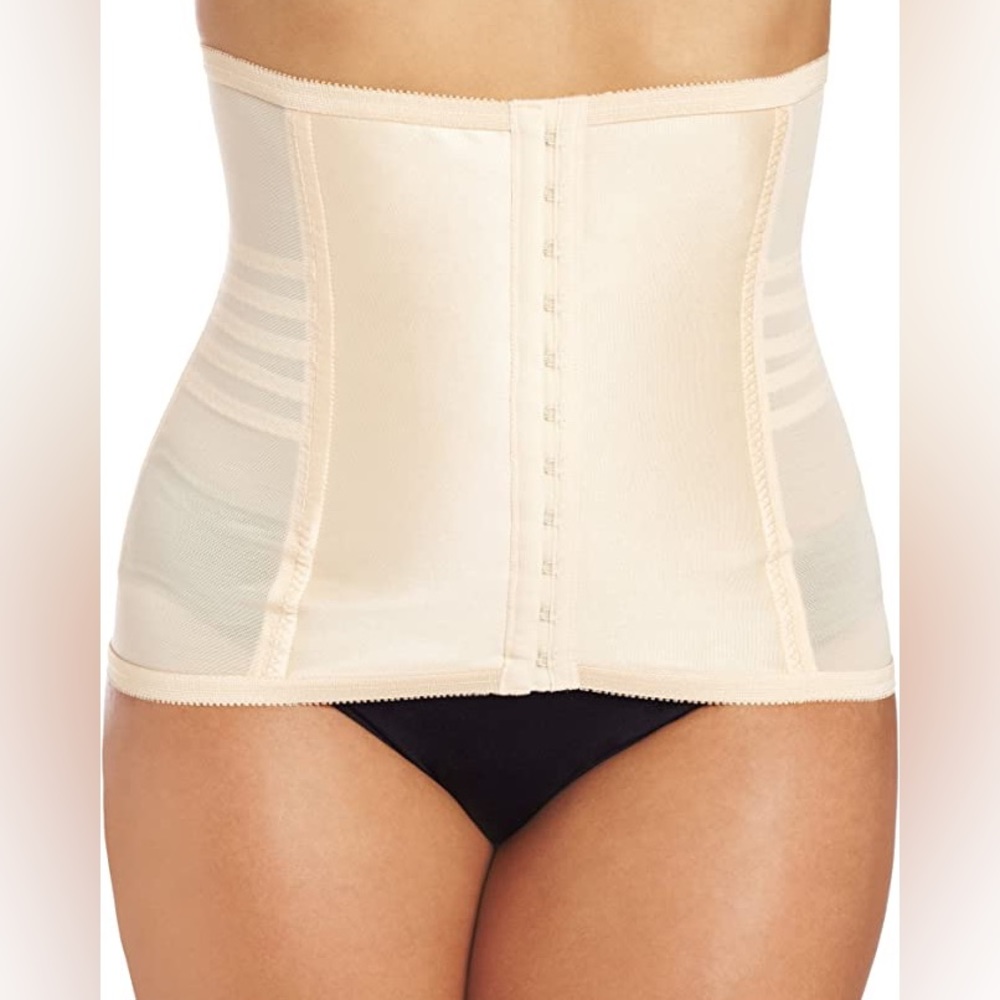 NEW Rago Shapette Powermesh Satin Panel Waist Cincher Shapewear 821 Beige Nude